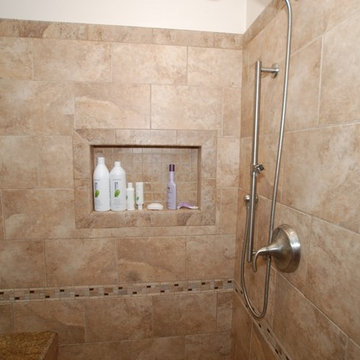 Corner tub & Shower Seat Master Bathroom Reconfiguration Yorba Linda