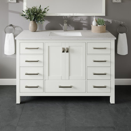 The London Bathroom Vanity, White, 48", Single Sink, Freestanding