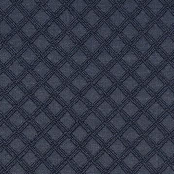 Blue Stitched Diamond Woven Matelasse Upholstery Grade Fabric By The Yard