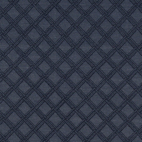 Blue Stitched Diamond Woven Matelasse Upholstery Grade Fabric By The Yard