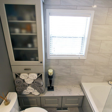 Grey Tiled Bathroom and Shower ~ Streetsboro, OH