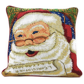 Naughty or Nice Santa Clause Throw Pillow Cover Tapestry Cases 18 x 18", 1 Pc