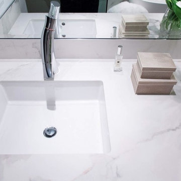 Statuario White Bathroom using Porcelain Slabs