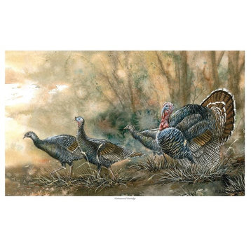 Dave Bartholet Cottonwood Courtship Wild Turkeys Art Print, 12"x18"
