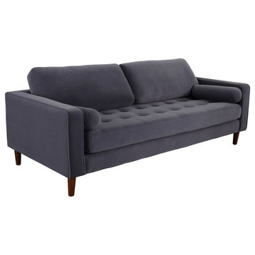 Frederick Modern Contemporary Velvet Sofa, Gray