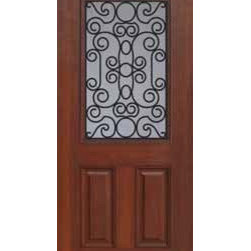 Entry Single Door 80 Fiberglass Genoa 2 Panel 1/2 Lite GBG Glass - Front Doors