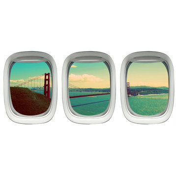 VWAQ Golden Gate Bridge Wall Stickers - Airplane Window Clings Aviation Decals