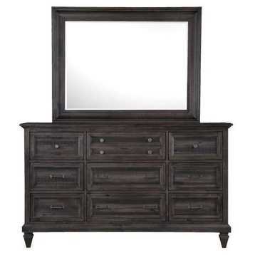 Magnussen Calistoga Drawer Dresser With Mirror in Charcoal