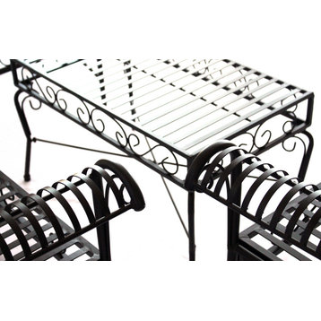 Courtyard Casual Black Steel French Quarter Outdoor 4 pc Metal Seating Group