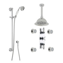 Hudson Reed - Thermostatic Shower System, Rose & Ceiling Arm, Handset & Body Sprays - Showerheads And Body Sprays