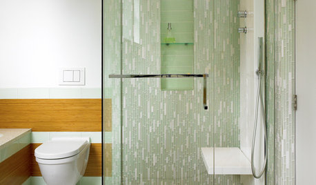 Cómo combinar el color verde, el naranja y el marrón en el baño