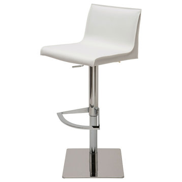 Colter Adjustable Leather Stool, White