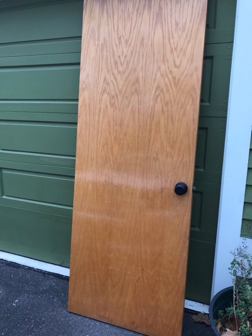 oak veneer door refinish surface help!