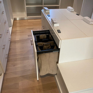 Boston Area Pull-Out Laundry Basket in Custom Closet Island