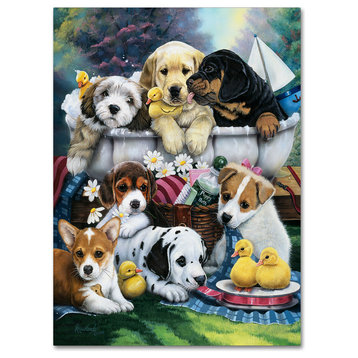 Jenny Newland 'Bath Time Pups' Canvas Art, 32x24