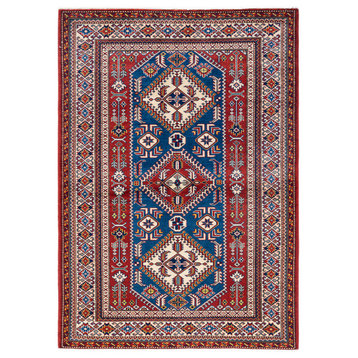 Tribal, One-of-a-Kind Hand-Knotted Area Rug Blue, 4'4"x6'1"
