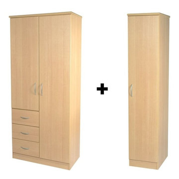 Avon Beech Wardrobe - 2ft 6in Combination with Single Wardrobe