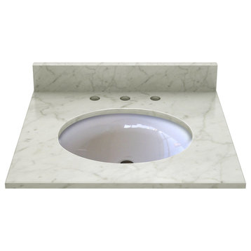 Carrera White Marble Top With Pre Mounted Ceramic Bowl