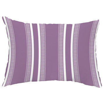Dashing Stripe 14"x20" Decorative Stripe Outdoor Pillow, Purple
