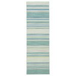 Jaipur - Jaipur Living Kiawah Handmade Stripe Blue/Turquoise Area Rug, 2'6"x8' - Classic with a ticking stripe, this coastal blue and turquoise flatweave area rug lends traditional charm to any space. This casual wool layer offers reversible use for easy care and timeless durability.