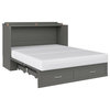 Bowery Hill Traditional Solid Wood Murphy Queen Size Bed Chest in Gray