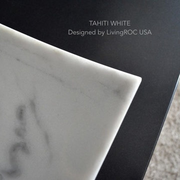 White marble 18'' bathroom vessel sink-Tahiti White