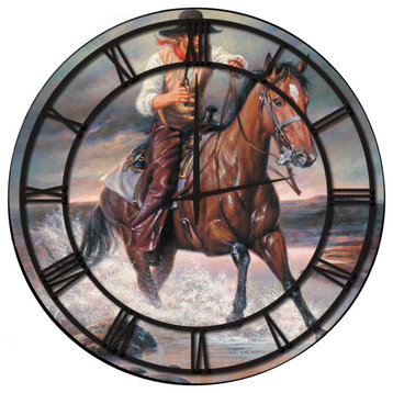 Wall Clock With Full Coverage Art, The Crossing, Black Numbers, 24"x24"