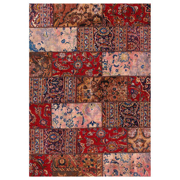 Red Persian Patch Work Rug 5 x7
