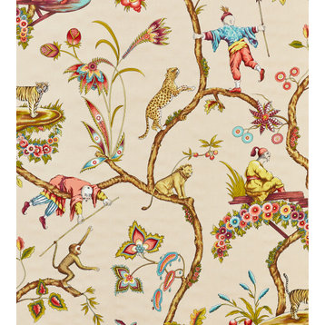 Chinoise Exotique Cotton Print, Ecru