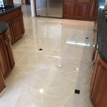 Limestone floor beautifully polished
