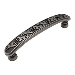 Cosmas - Floral Cabinet Pull, 3-3/4" Hole Centers, Weathered Nickel, Set of 10 - Cabinet And Drawer Handle Pulls
