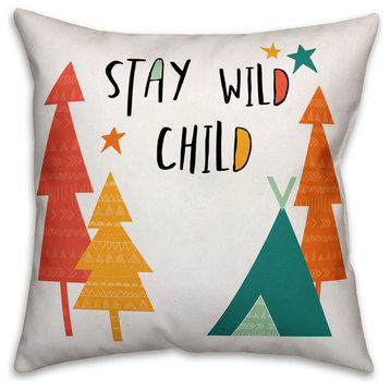 Stay Wild Child Bright Tones Design 16x16 Spun Poly Pillow