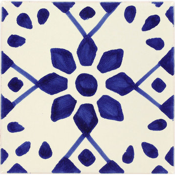 Tierra y Fuego Handmade Ceramic Tile, 4.25x4.25" Beatriz, Box of 9