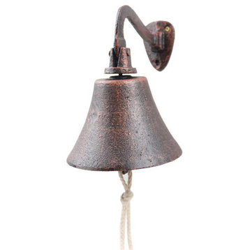 Rustic Copper Cast Iron Hanging Ship's Bell 6'' - Boat Bell - Nautical Decorati