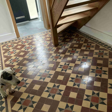 Plaster Stained Victorian Tiled Hallway Renovated in Stonehouse