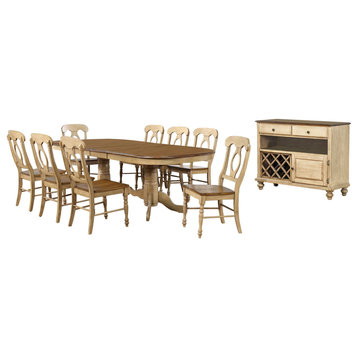Sunset Trading Brook 10 Piece Double Pedestal Extendable Dining Set With Server