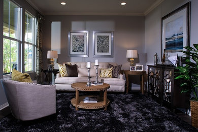 Inspiration for a small transitional enclosed dark wood floor living room remodel in Los Angeles