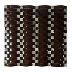 GBM Manufacturing - Wave 12 in x 12.4 in Glass & Stone 3D Mosaic in Marron - Mosaic Tile