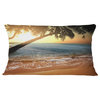 Beautiful Sunset On Tropical Beach Seashore Throw Pillow, 12"x20"