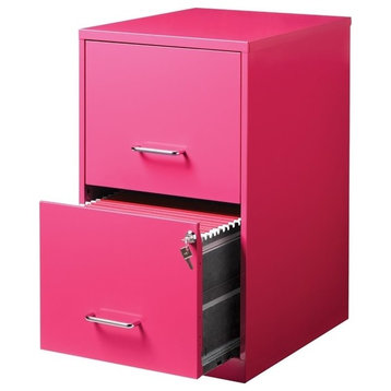 Scranton & Co 18" Modern Steel Metal File Cabinet with 2 Drawers in Pink