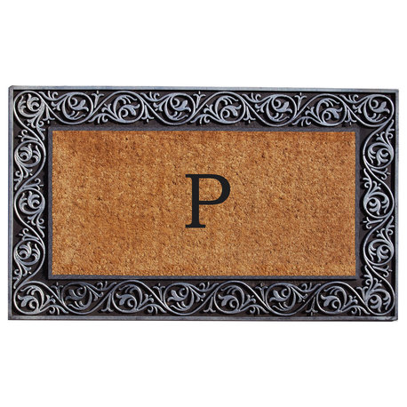 Prestige Silver Monogram Doormat 18"x30", Letter P