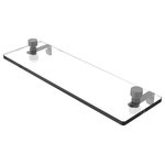 Allied Brass - Foxtrot 16" Glass Vanity Shelf with Beveled Edges, Matte Gray - Add space and organization to your bathroom with this simple, contemporary style glass shelf. Featuring tempered, beveled-edged glass and solid brass hardware this shelf is crafted for durability, strength and style. One of the many coordinating accessories in the Allied Brass Foxtrot Collection, this subtle glass shelf is the perfect complement to your bathroom decor.