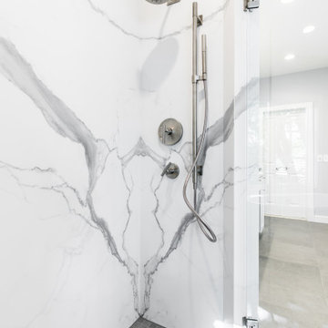 Spacious Master Bathroom Stand up Shower with Kohler Fixtures