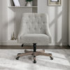 Tindal Office Chair-White Boucle Rustic Wood Base, Salt & Pepper