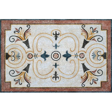 Simple Floral Mosaic Rug, 36"x51"