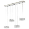 32" 7-Light Chrome Metal Led Island Lighting With Clear Cyrstals