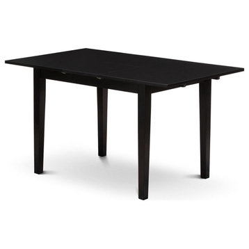 Elegant Dining Table, Tapered Legs With Expandable Rectangular Top, Black