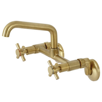 KS423SB Concord Two-Handle Wall-Mount Kitchen Faucet, Brushed Brass