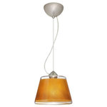 Besa Lighting - Besa Lighting 1KX-PIC9GD-SN Pica 9 - One Light Cord Pendant with Flat Canopy - Pica 9 is a compact tapered glass with a broad top and a radiused return at the bottom, its retro styling will gracefully blend into today's environments. The Blue Sand d�cor begins with a clear blown glass, with glossy outer finish. We then, using a handcrafting technique, carefully apply a band of actual fine-grained sand to the inner surface of the glass, where white color is fully saturated into the coating for a bold statement. A final clear protective coating is applied to seal and preserve the accent material. The result is a beautifully textured work of art, comfortable with the irony of sand being applied to a glass that ordinates from sand. When illuminated, the colors shimmers through the noticeable refractions created by every granule, as the sand patterning is obvious and pleasing. The cord pendant fixture is equipped with a 10' SVT cordset and an low profile flat monopoint canopy. These stylish and functional luminaries are offered in a beautiful brushed Bronze finish.  No. of Rods: 4  Canopy Included: TRUE  Shade Included: TRUE  Canopy Diameter: 5 x 0.63< Rod Length(s): 18.00Pica 9 One Light Cord Pendant with Flat Canopy Bronze Gold Sand GlassUL: Suitable for damp locations, *Energy Star Qualified: n/a  *ADA Certified: n/a  *Number of Lights: Lamp: 1-*Wattage:75w A19 Medium base bulb(s) *Bulb Included:No *Bulb Type:A19 Medium base *Finish Type:Bronze