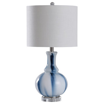 Unique Blue and White Glass Table Lamp